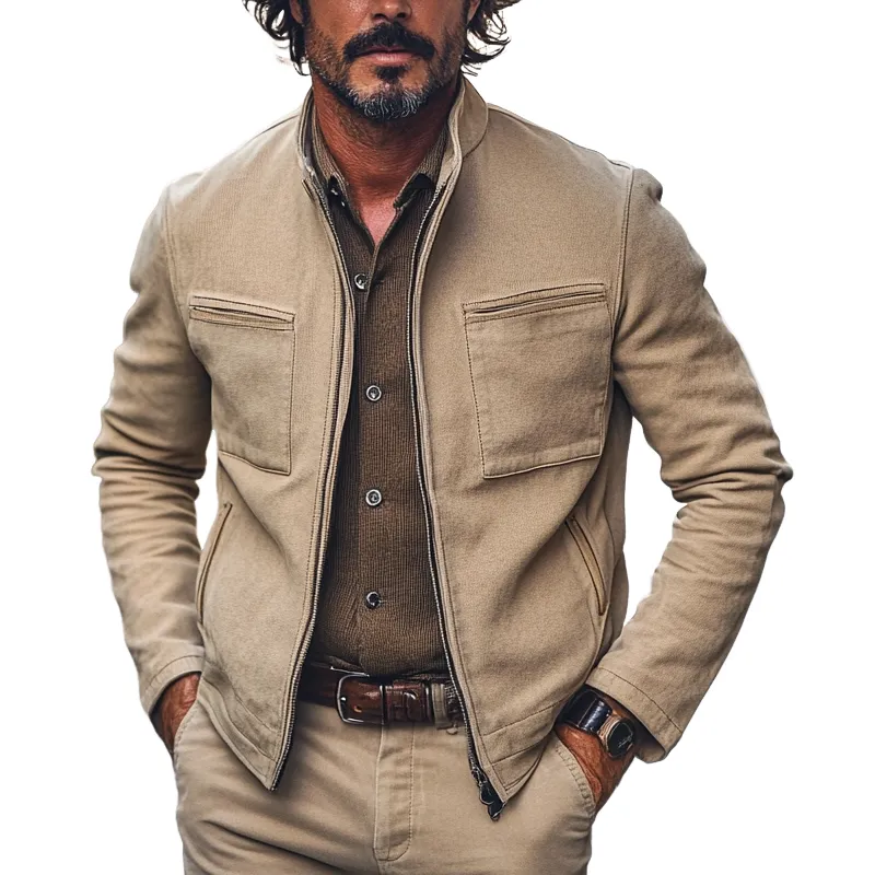Men's Solid Cotton Multi-pocket Jacket MTA3142G9X sold by Manly