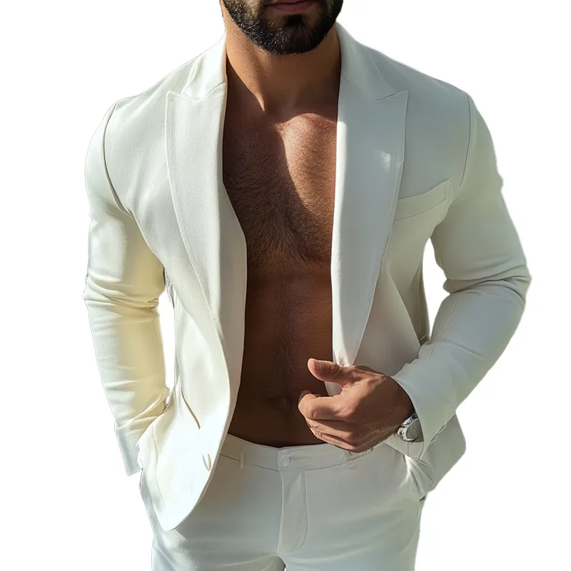 Men's Solid Color Casual Cotton Blazer MTA3169G0X sold by Manly