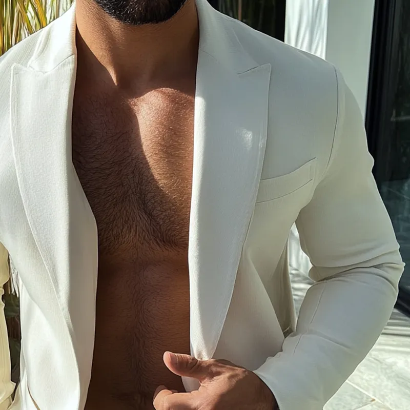 Men's Solid Color Casual Cotton Blazer MTA3169G0X sold by Manly product image thumbnail 2