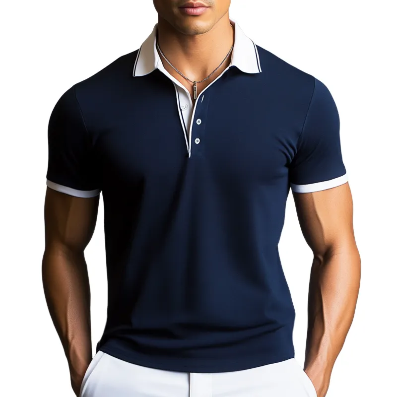 Men's Business Colorblock Cotton Short-sleeved POLO Shirt MTA3091G7U sold by Manly