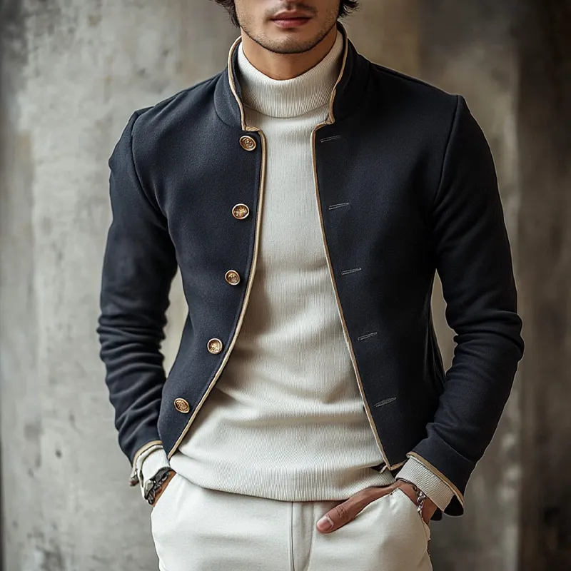 Men's Casual Stand Collar Single-breasted Jacket MTA3105G6X sold by Manly product image thumbnail 2