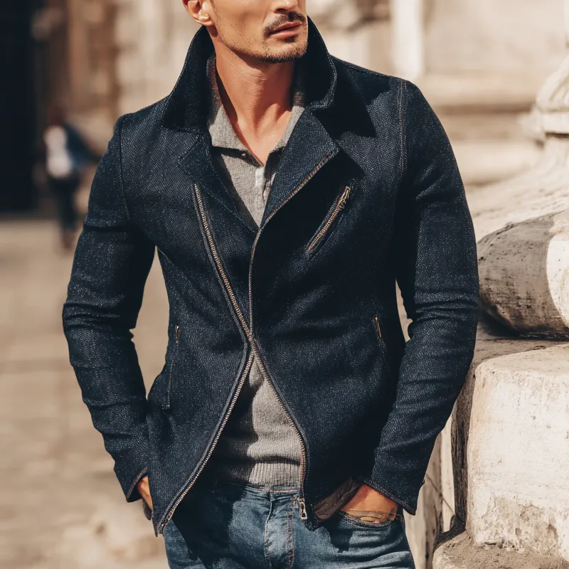 Men's Vintage Cotton Twill Blend Zip-Up Jacket MTA0229H3X sold by Manly product image thumbnail 3