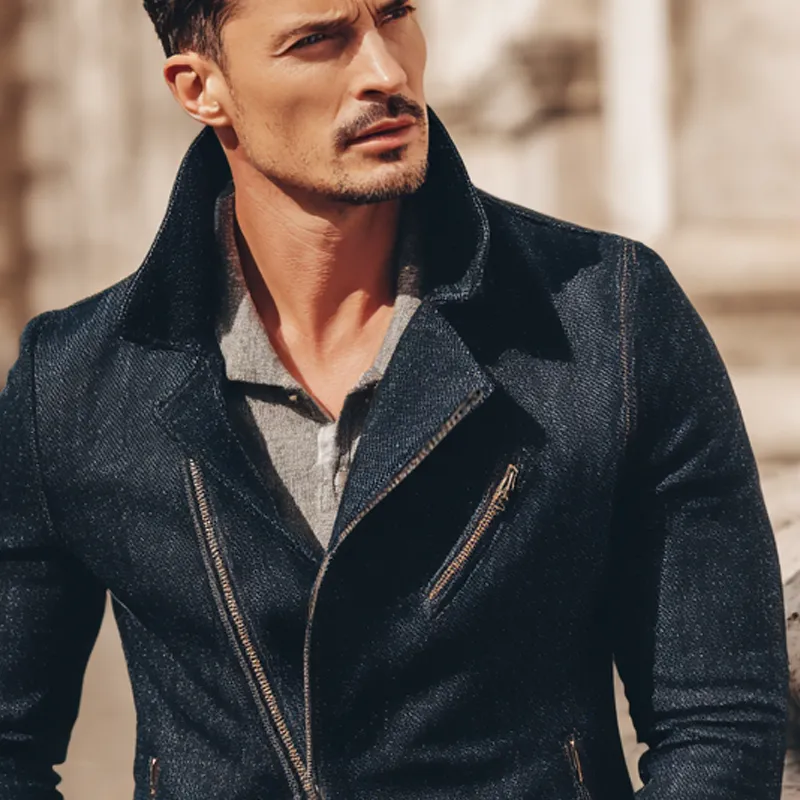 Men's Vintage Cotton Twill Blend Zip-Up Jacket MTA0229H3X sold by Manly product image thumbnail 2