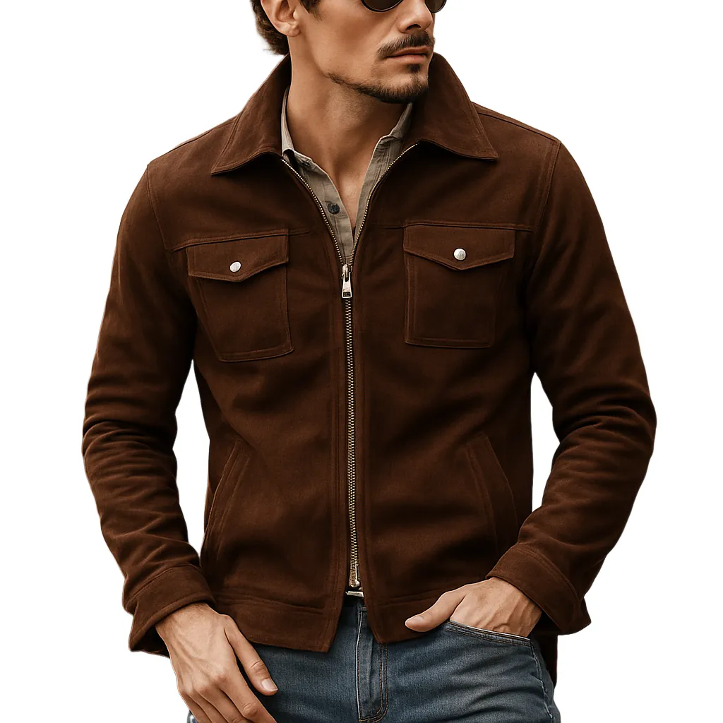 Men's Cotton Multi-pocket Lapel Jacket MTA0247H5X sold by Manly