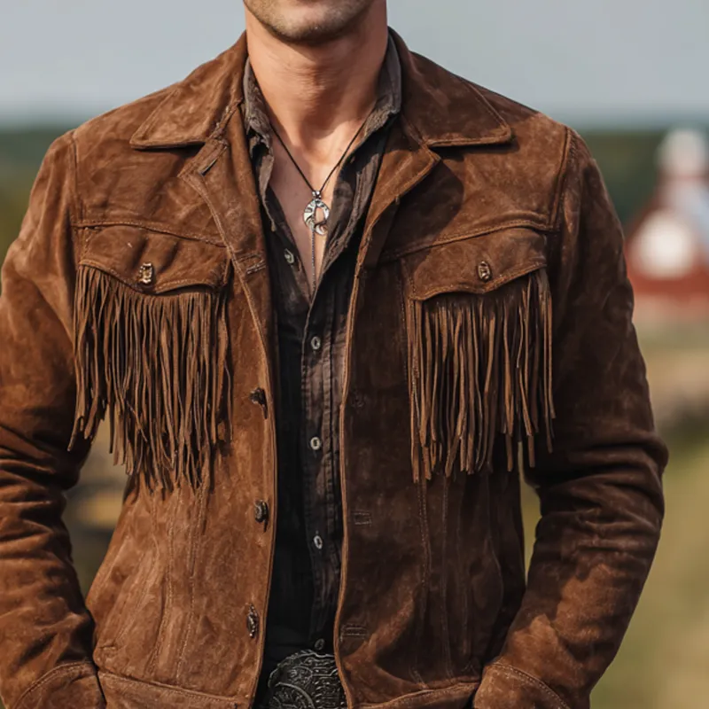 Men's Vintage Faux Suede Tassel Jacket MTA0156H5X sold by Manly product image thumbnail 2