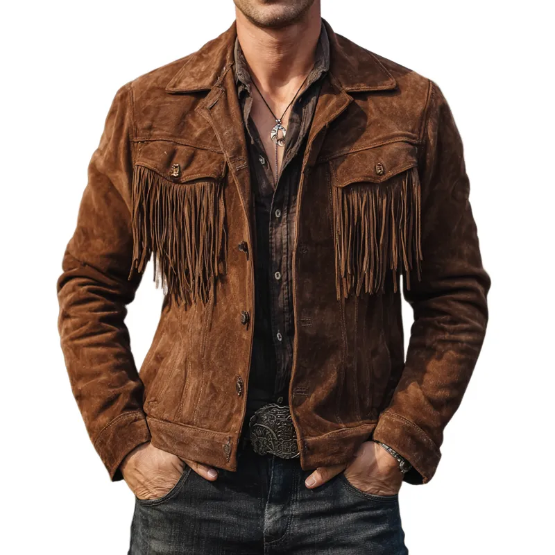 Men's Vintage Faux Suede Tassel Jacket MTA0156H5X sold by Manly