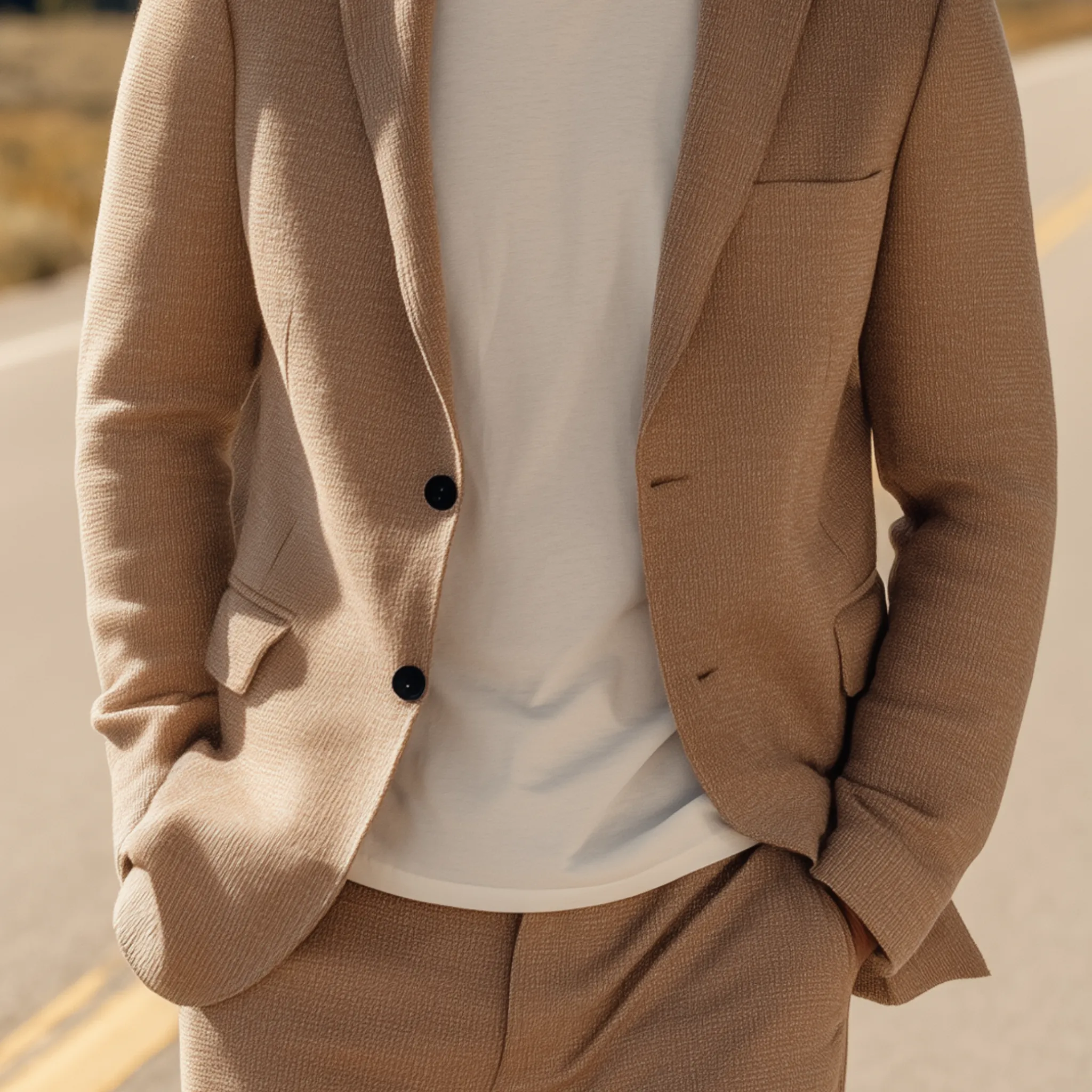 Men's Classic Casual Solid Color Single-breasted Slim Fit Knitted Blazer MTA0206H8K sold by Manly product image thumbnail 5