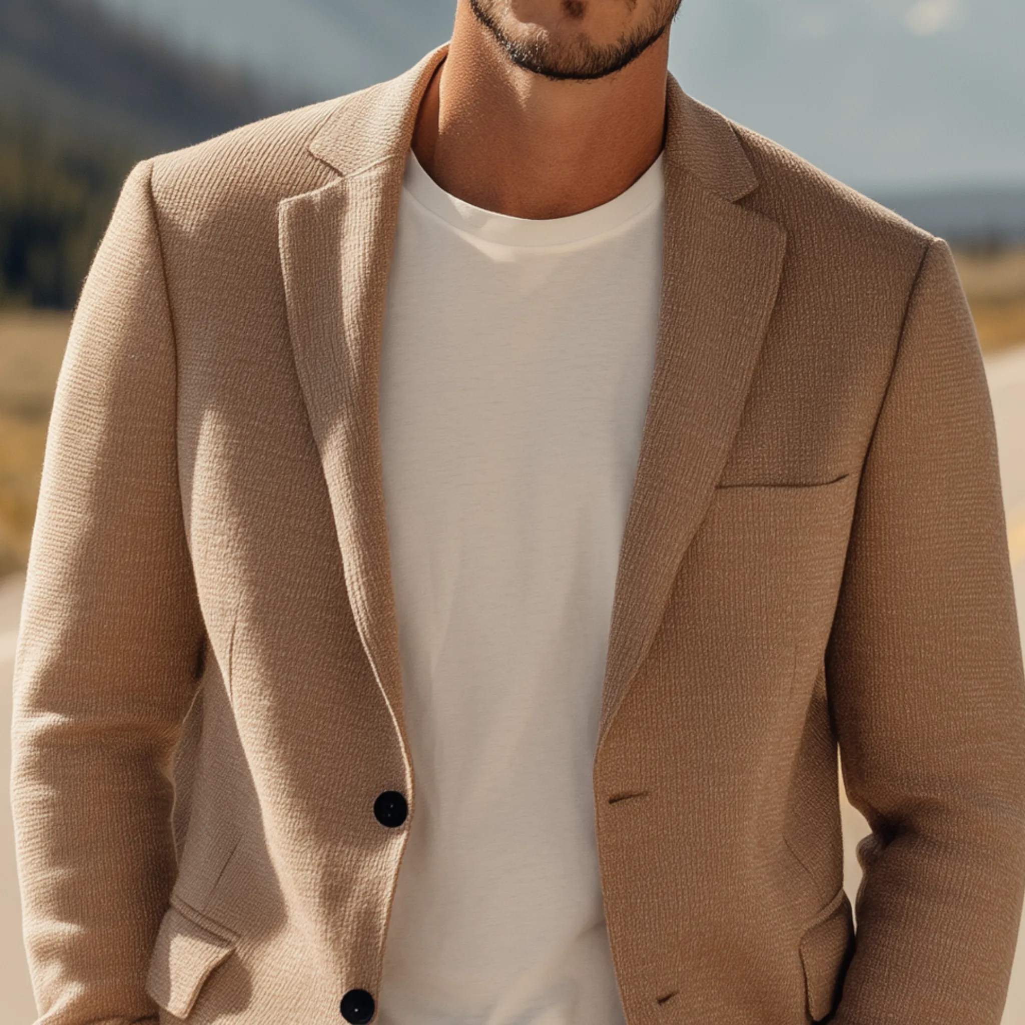 Men's Classic Casual Solid Color Single-breasted Slim Fit Knitted Blazer MTA0206H8K sold by Manly product image thumbnail 4