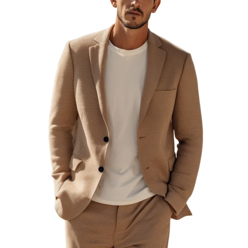 Men's Classic Casual Solid Color Single-breasted Slim Fit Knitted Blazer MTA0206H8K sold by Manly