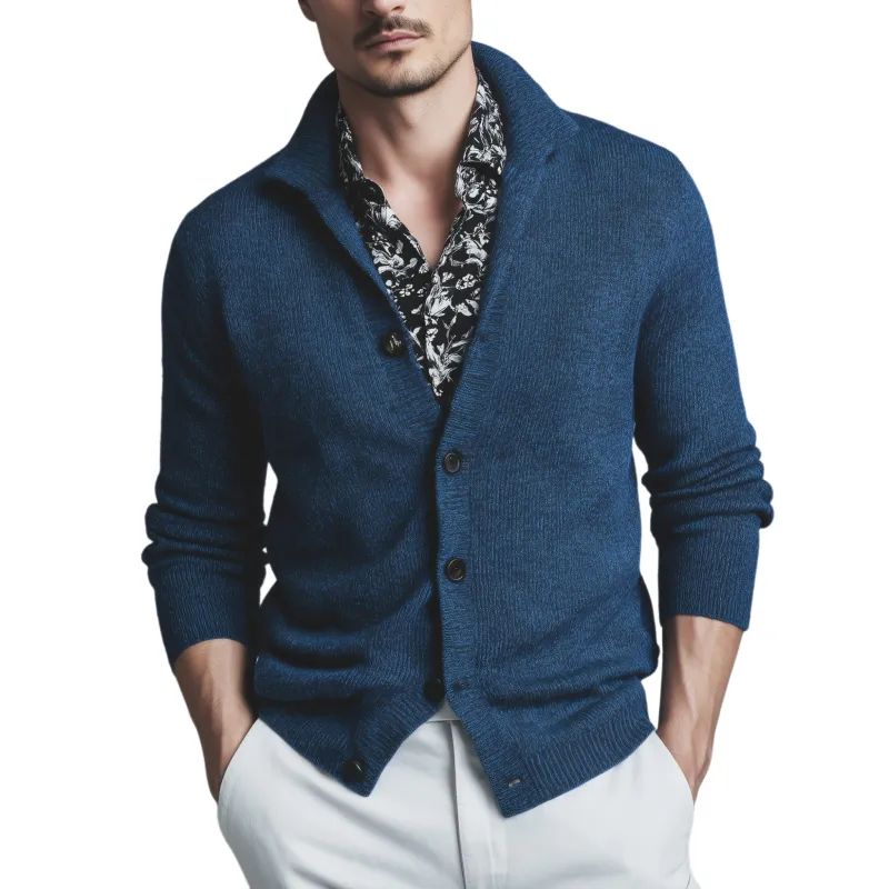 Men's Classic Retro Stand Collar Slim Long Sleeve Knitted Cardigan MTA0270H0K sold by Manly