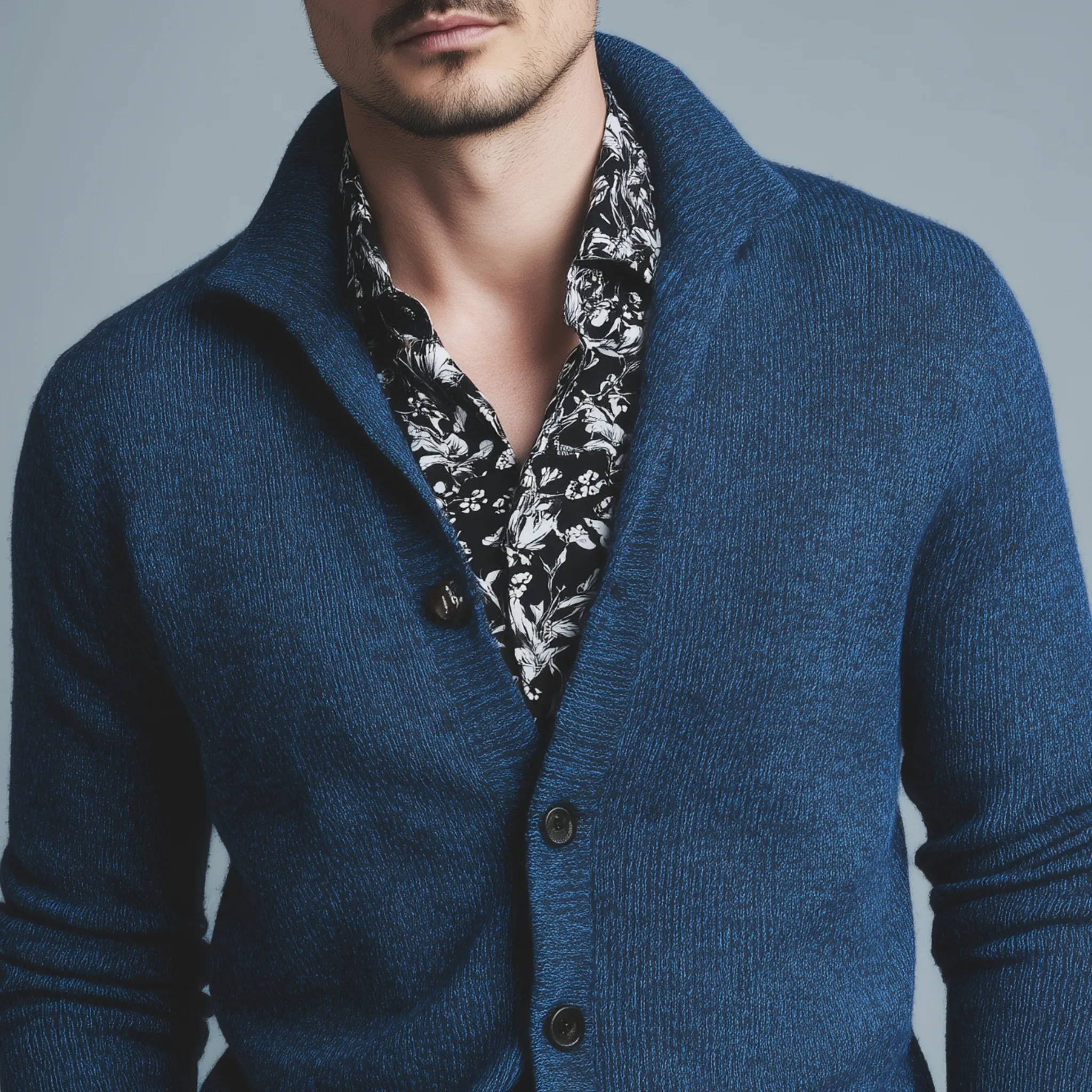 Men's Classic Retro Stand Collar Slim Long Sleeve Knitted Cardigan MTA0270H0K sold by Manly product image thumbnail 3