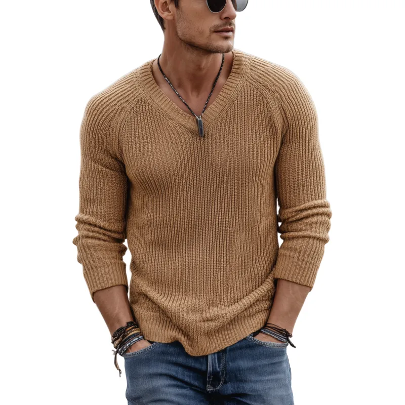 Men's Classic Casual V-Neck Slim Fit Thin Long Sleeve Sweater MTA0247H1K sold by Manly