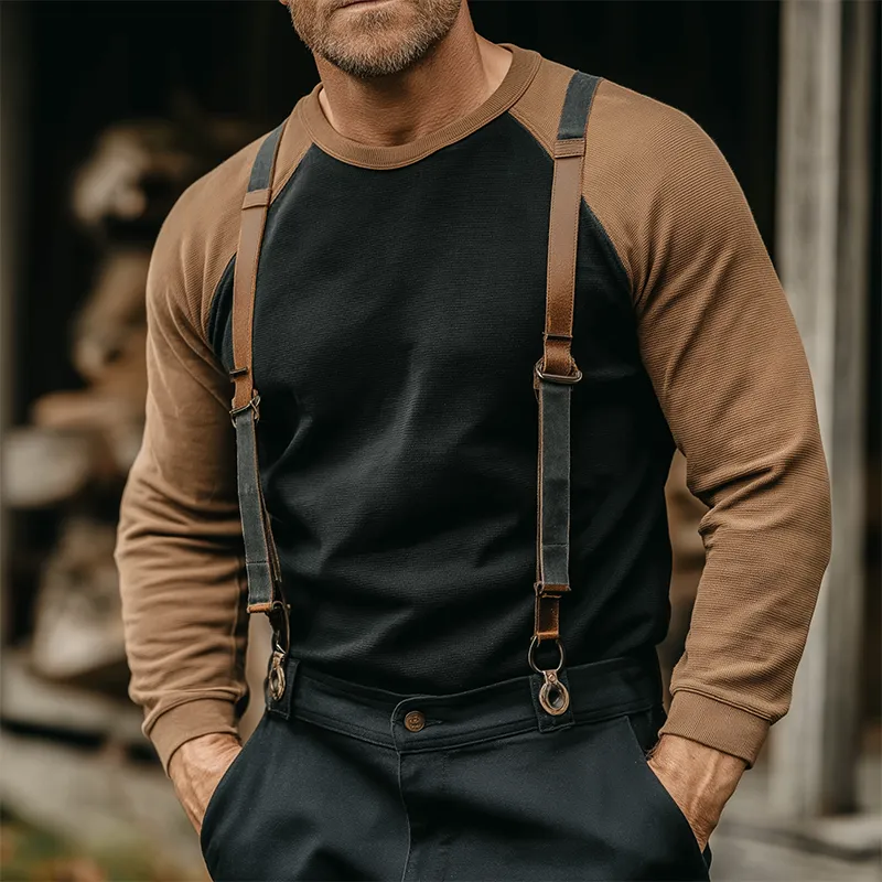 Men's Retro Casual Colorblock Crew Neck Sweatshirt MTA3162G9TO sold by Manly product image thumbnail 2