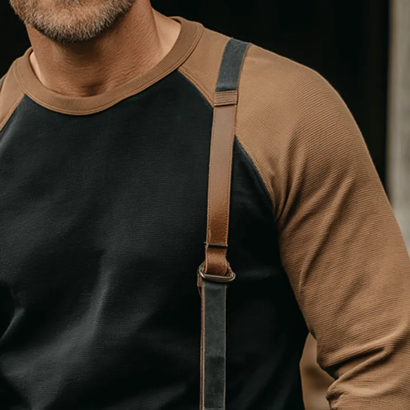 Men's Retro Casual Colorblock Crew Neck Sweatshirt MTA3162G9TO sold by Manly product image thumbnail 3