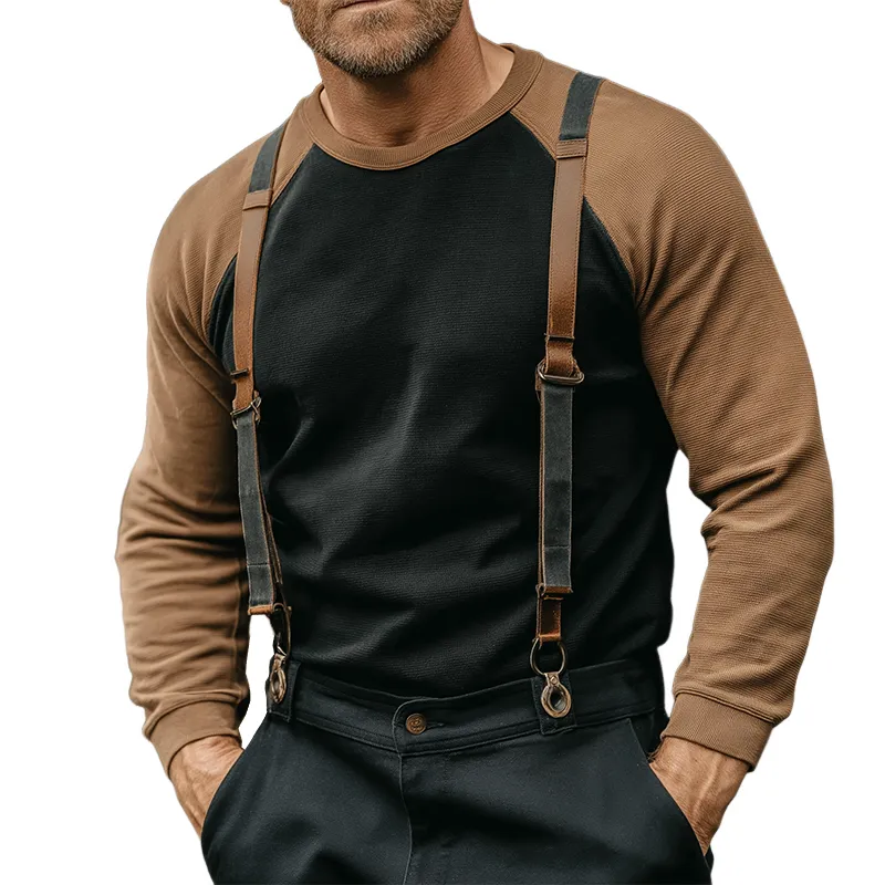 Men's Retro Casual Colorblock Crew Neck Sweatshirt MTA3162G9TO sold by Manly