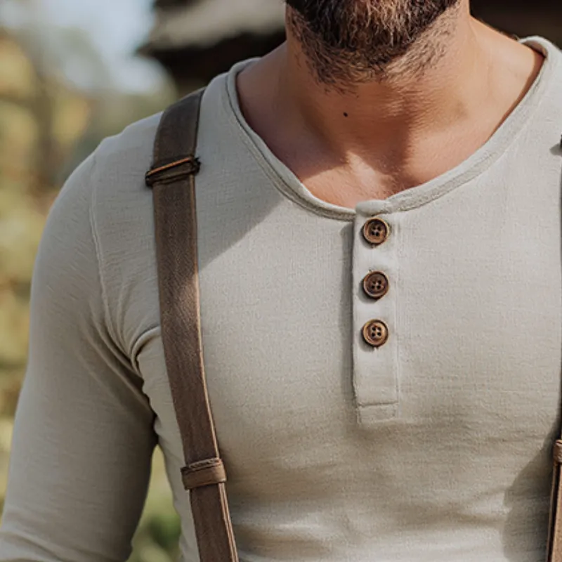 Men's Vintage Casual Knit Henley Long Sleeve T-Shirt MTA3131G1TO sold by Manly product image thumbnail 3