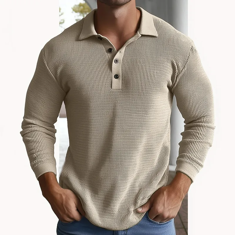 Men's Classic Striped Knit Long Sleeve Polo Shirt MTA0266H3U sold by Manly product image thumbnail 2