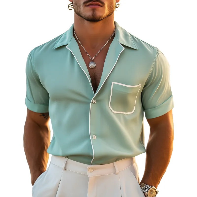 Men's Summer Classic Satin Short Sleeve Shirt MTA3033G5U sold by Manly