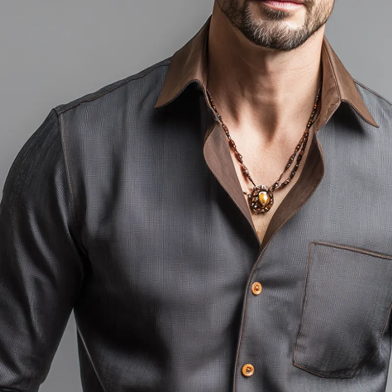 Men's Spring And Autumn Business Colorblock Long Sleeve Shirt MTA0299H6U sold by Manly product image thumbnail 4