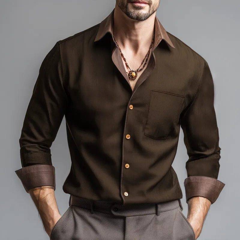 Men's Spring And Autumn Business Colorblock Long Sleeve Shirt MTA0299H6U sold by Manly product image thumbnail 2
