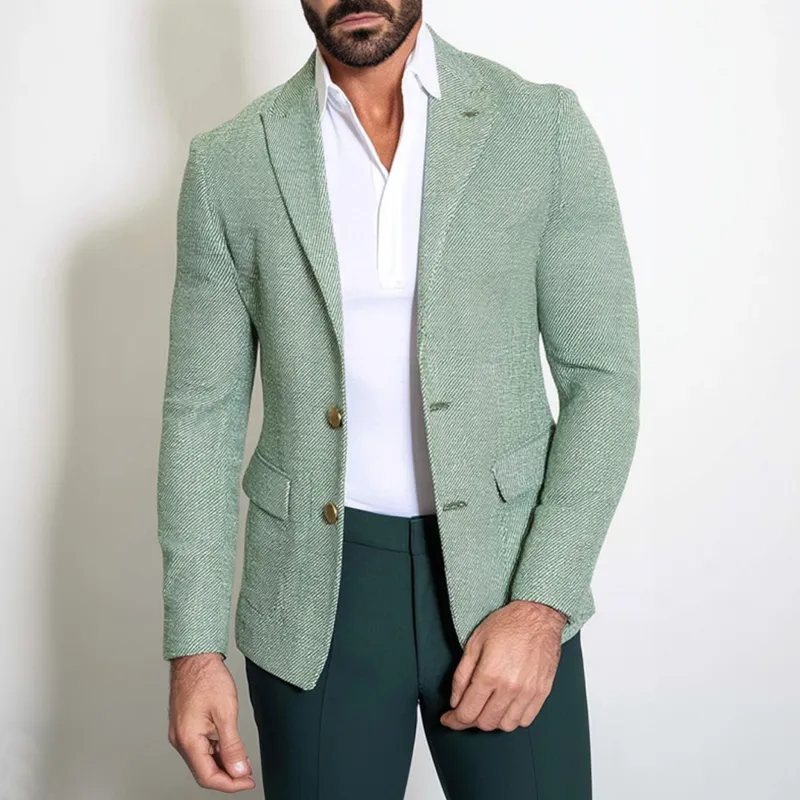 Men's Vintage Elegant Twill Jacquard Notched Lapel Single Breasted Slim Fit Blazer MTA2378G6M sold by Manly product image thumbnail 2