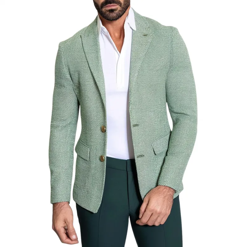 Men's Vintage Elegant Twill Jacquard Notched Lapel Single Breasted Slim Fit Blazer MTA2378G6M sold by Manly