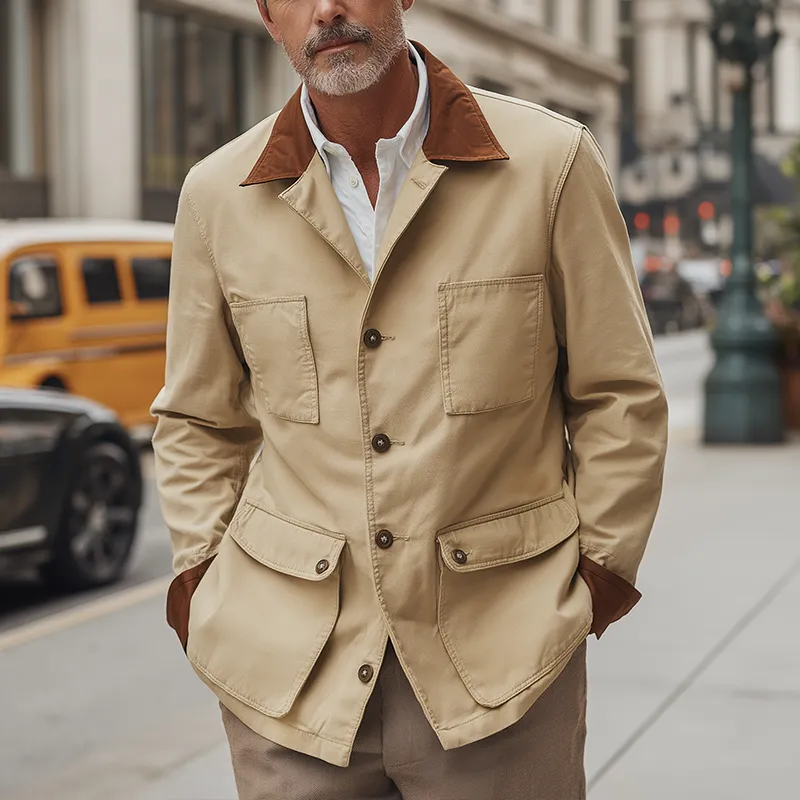 Men's Retro Simple Long Sleeve Jacket MTA0135H9P sold by Manly product image thumbnail 2