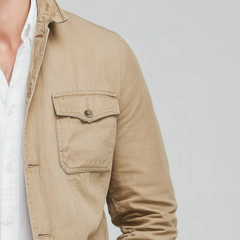 Men's Vintage Washed Cotton Long Sleeve Jacket MTA0138H4P sold by Manly product image thumbnail 4