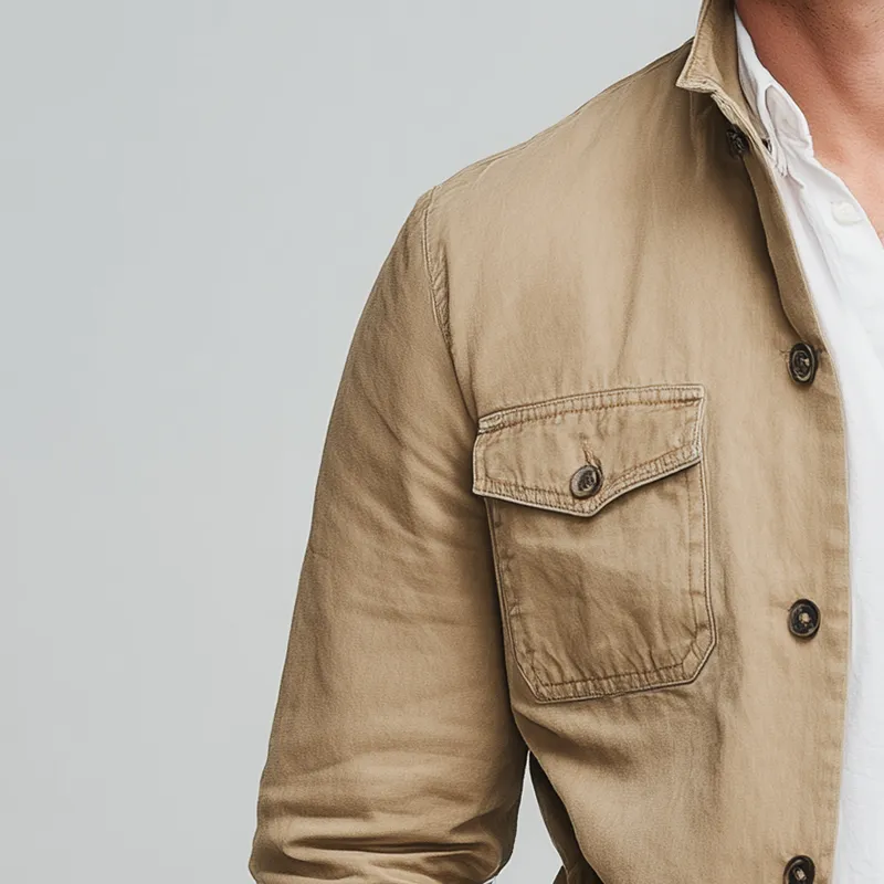 Men's Vintage Washed Cotton Long Sleeve Jacket MTA0138H4P sold by Manly product image thumbnail 3