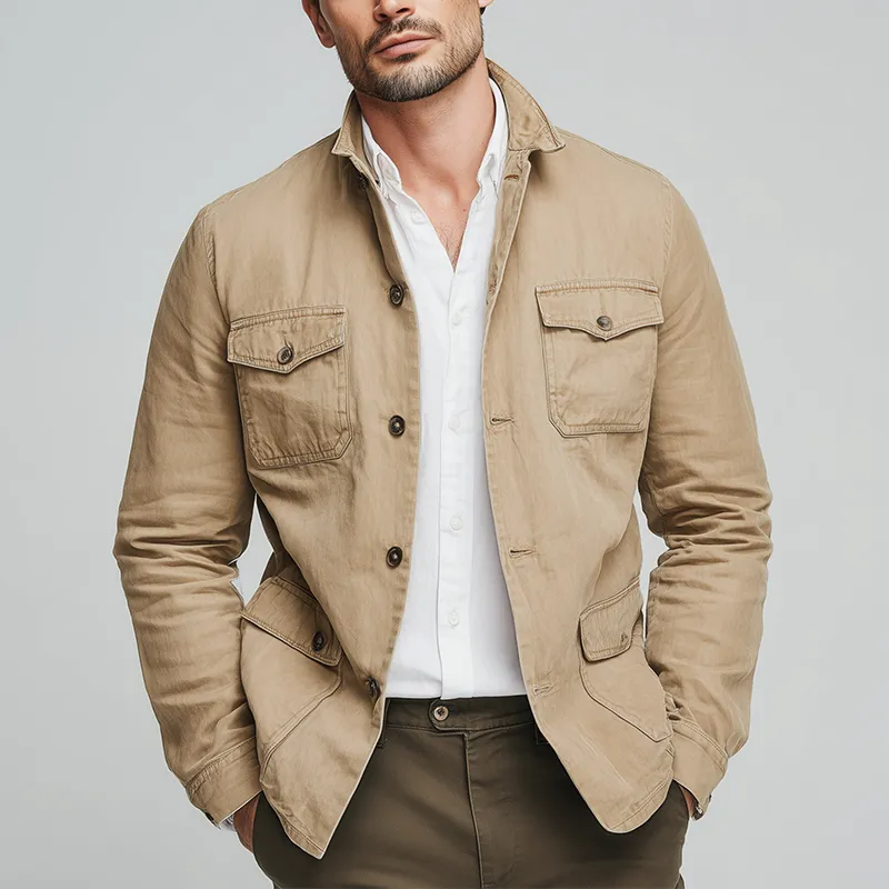 Men's Vintage Washed Cotton Long Sleeve Jacket MTA0138H4P sold by Manly product image thumbnail 2