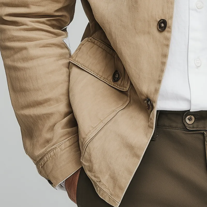 Men's Vintage Washed Cotton Long Sleeve Jacket MTA0138H4P sold by Manly product image thumbnail 5