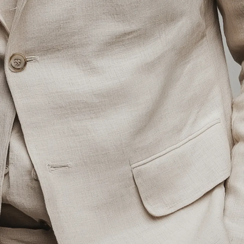 Men's Simple Linen Suit Jacket (with Lining) MTA0103H3P sold by Manly product image thumbnail 4