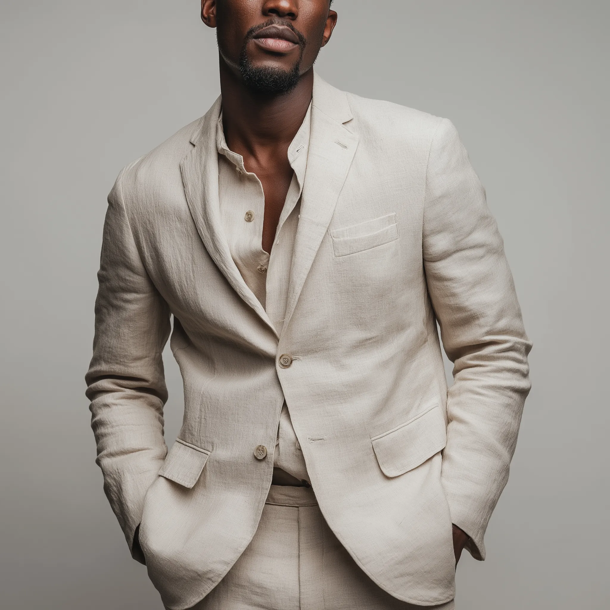 Men's Simple Linen Suit Jacket (with Lining) MTA0103H3P sold by Manly product image thumbnail 2