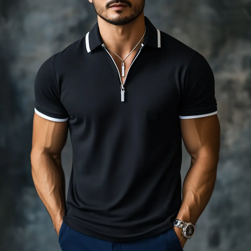 Men's Summer Business Cotton Zipper Polo Shirt MTA0140H8U sold by Manly product image thumbnail 4