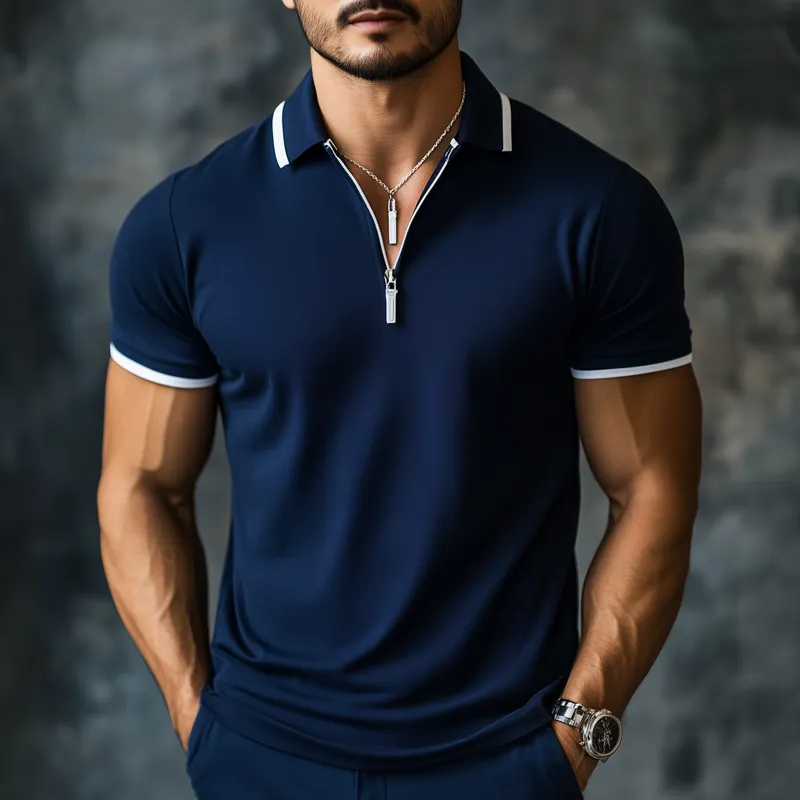 Men's Summer Business Cotton Zipper Polo Shirt MTA0140H8U sold by Manly product image thumbnail 3