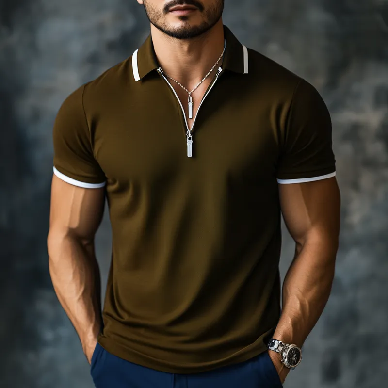 Men's Summer Business Cotton Zipper Polo Shirt MTA0140H8U sold by Manly product image thumbnail 2