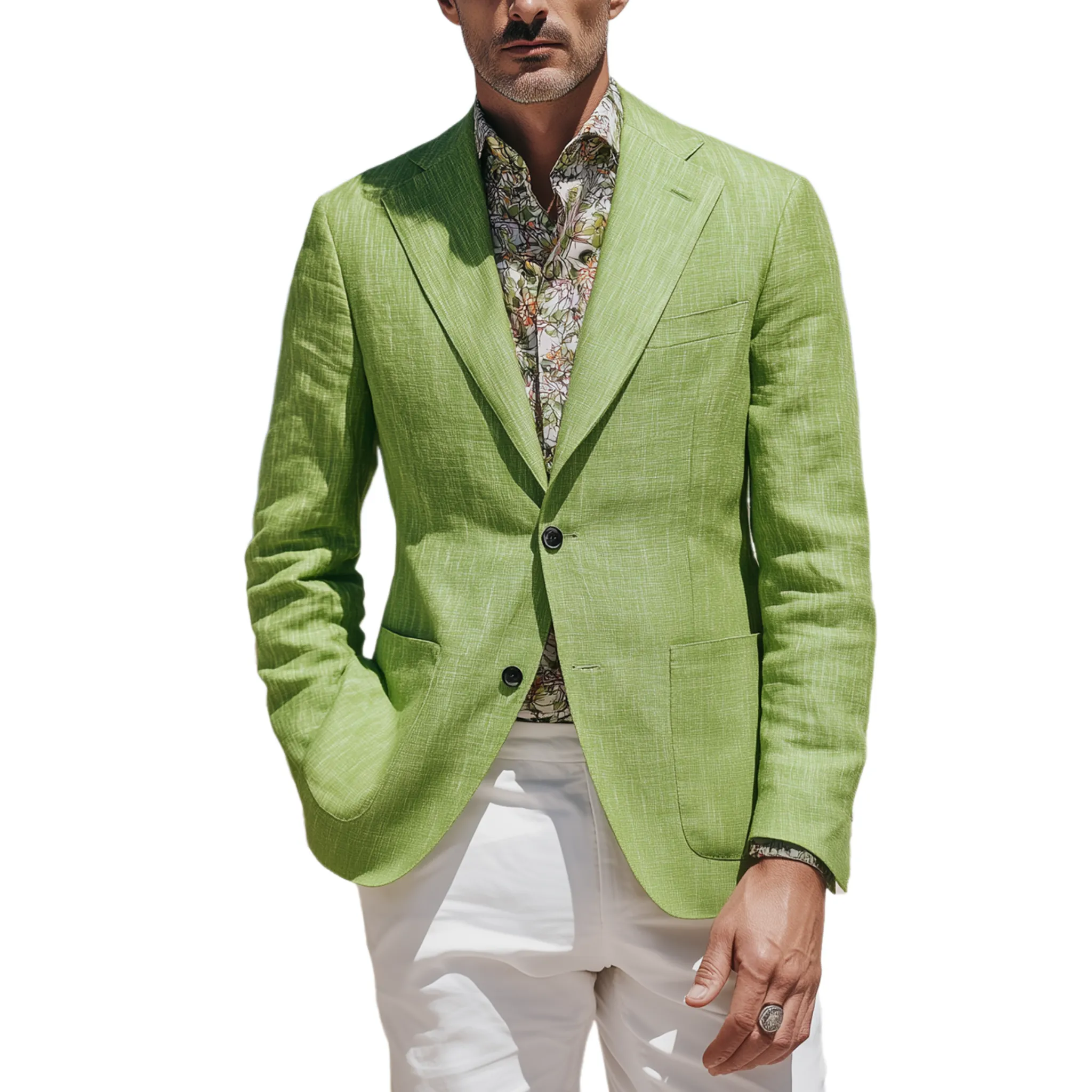 Men's Stylish Gentleman Cotton And Linen Blend Slim Fit Single-breasted Blazer MTA0113H4K sold by Manly