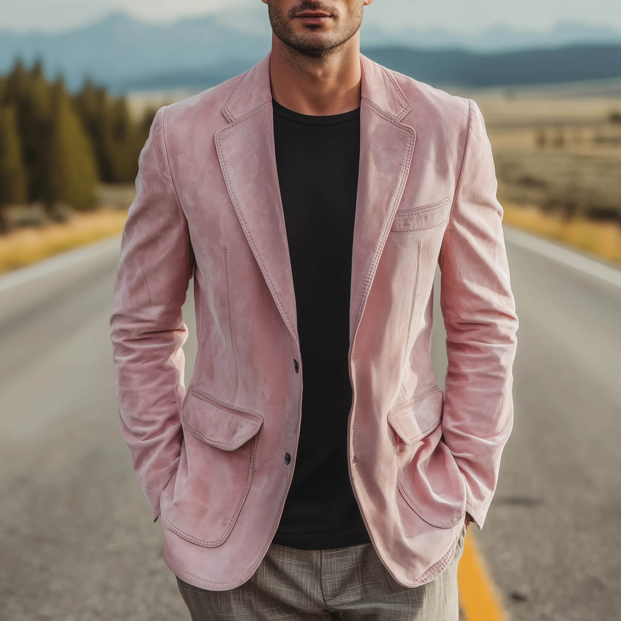 Men's Retro Fashion Gentleman Suede Single-breasted Slim-fit Blazer MTA0162H1K sold by Manly product image thumbnail 2