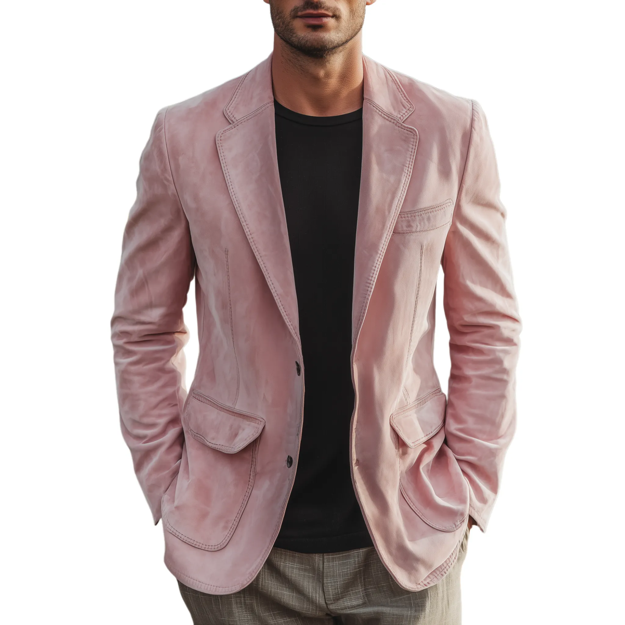 Men's Retro Fashion Gentleman Suede Single-breasted Slim-fit Blazer MTA0162H1K sold by Manly