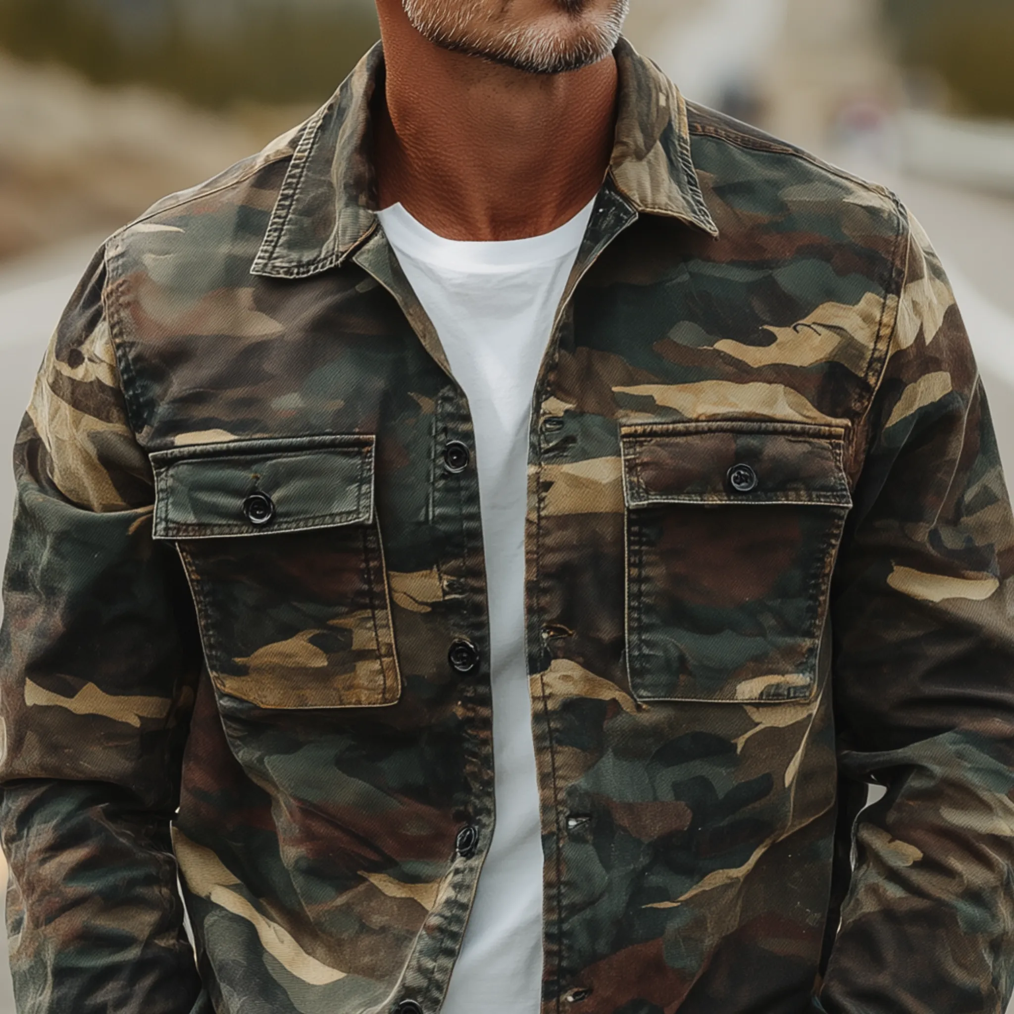 Men's Classic Vintage Washed Camouflage Cotton Blend Long Sleeve Shirt MTA3161G1K sold by Manly product image thumbnail 4