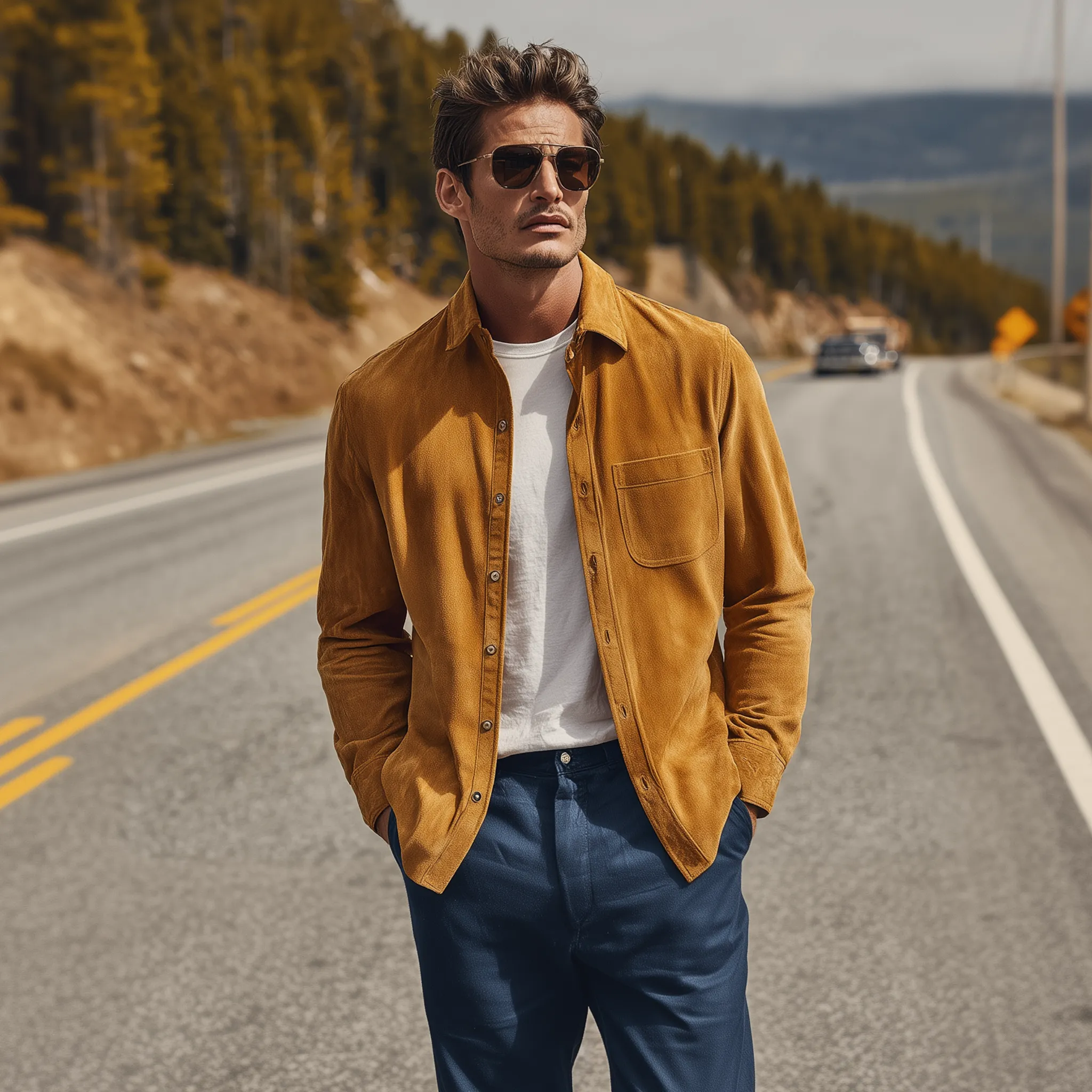 Men's Classic Casual Solid Color Thin Suede Long-sleeved Shirt MTA0188H7K sold by Manly product image thumbnail 3