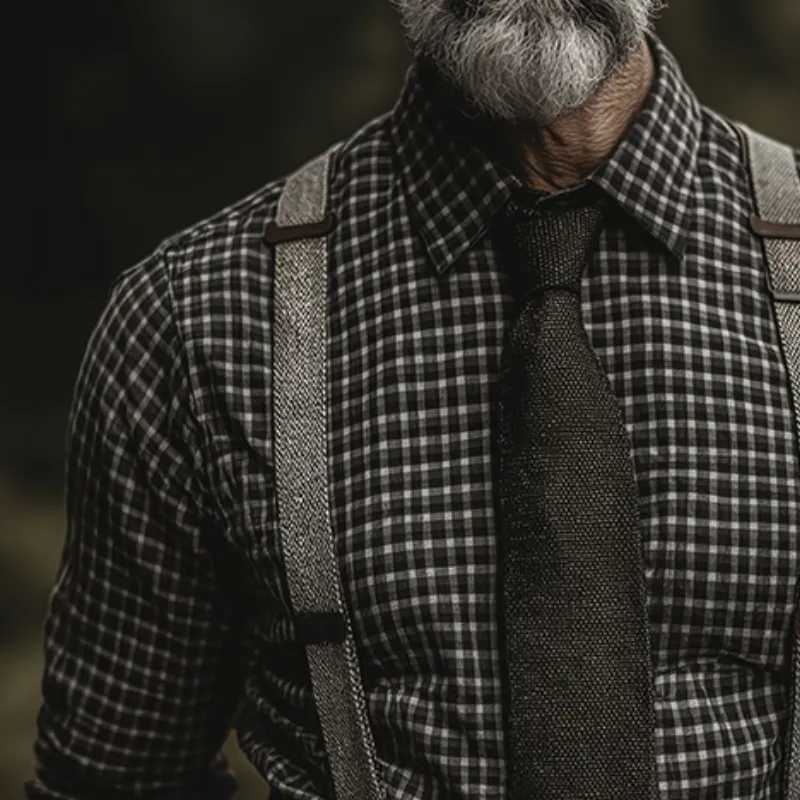 Men's Retro Casual Plaid Print Lapel Long Sleeve Shirt MTA3176G0TO sold by Manly product image thumbnail 3