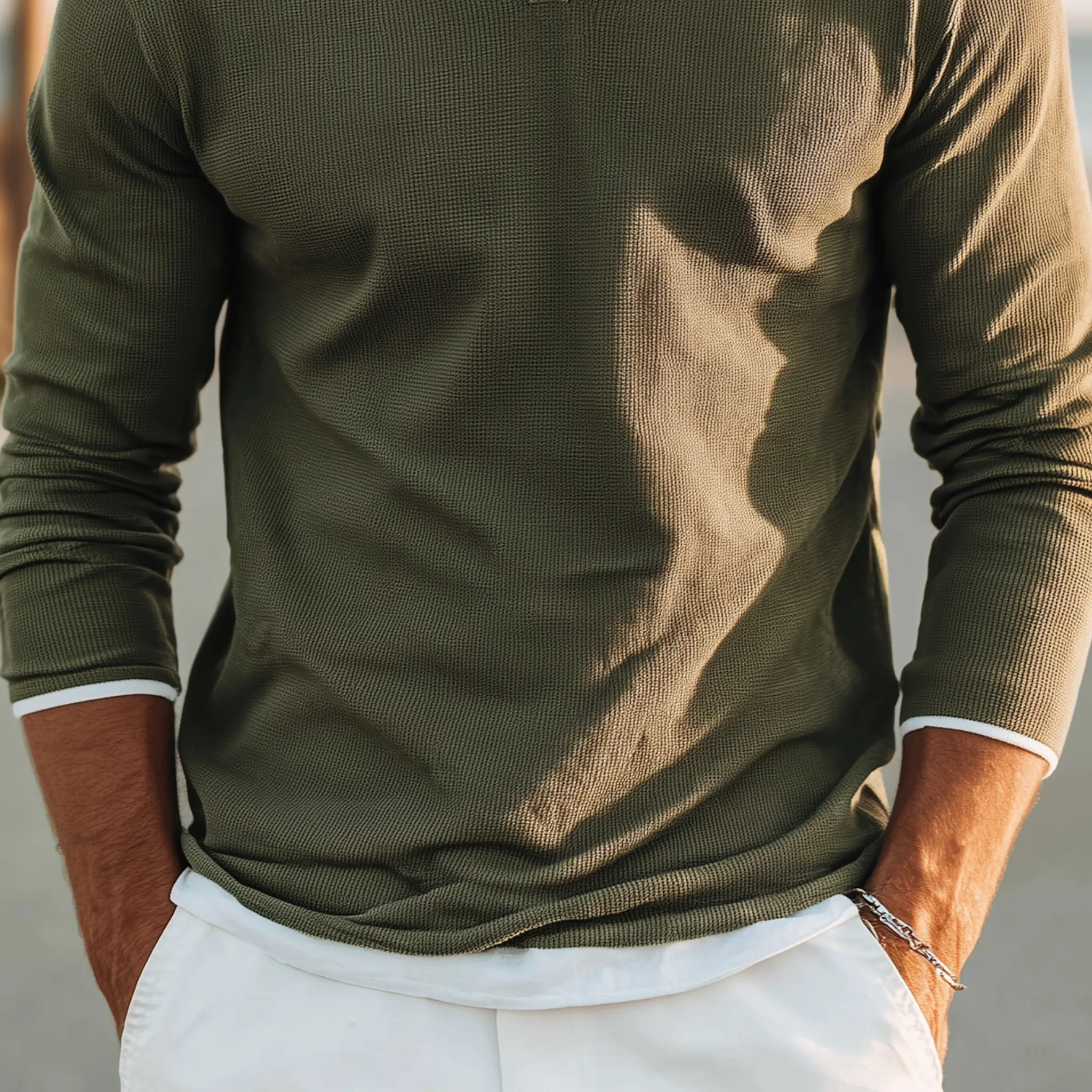 Men's Classic Casual Henley Collar Waffle Fit Long Sleeve T-Shirt MTA0160H6K sold by Manly product image thumbnail 4
