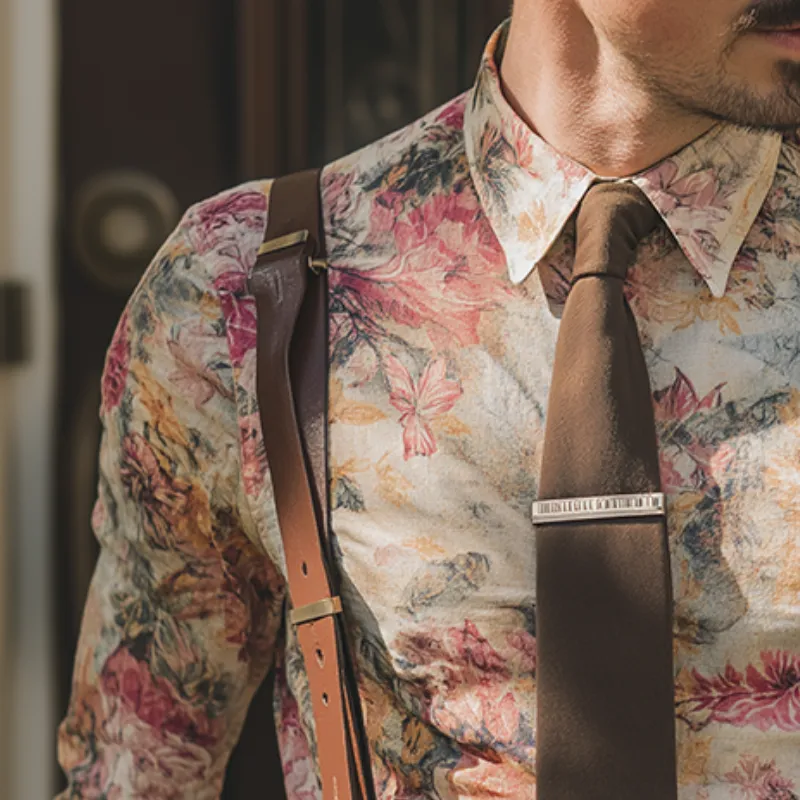 Men's Retro Casual Large Floral Print Lapel Long Sleeve Shirt MTA3192G0TO sold by Manly product image thumbnail 3