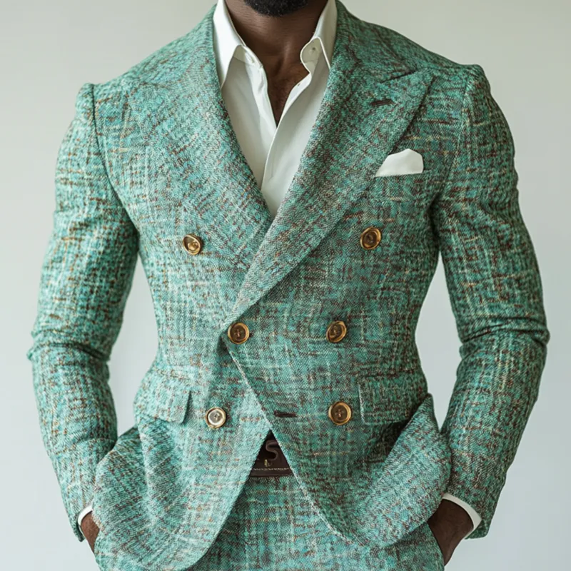 Men's Vintage Elegant Jacquard Peaked Lapel Double Breasted Slim Fit Suit Blazer MTA2248G9M sold by Manly product image thumbnail 3