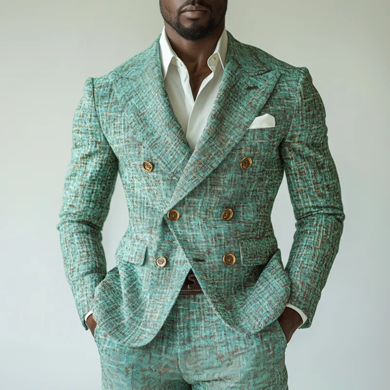 Men's Vintage Elegant Jacquard Peaked Lapel Double Breasted Slim Fit Suit Blazer MTA2248G9M sold by Manly product image thumbnail 2