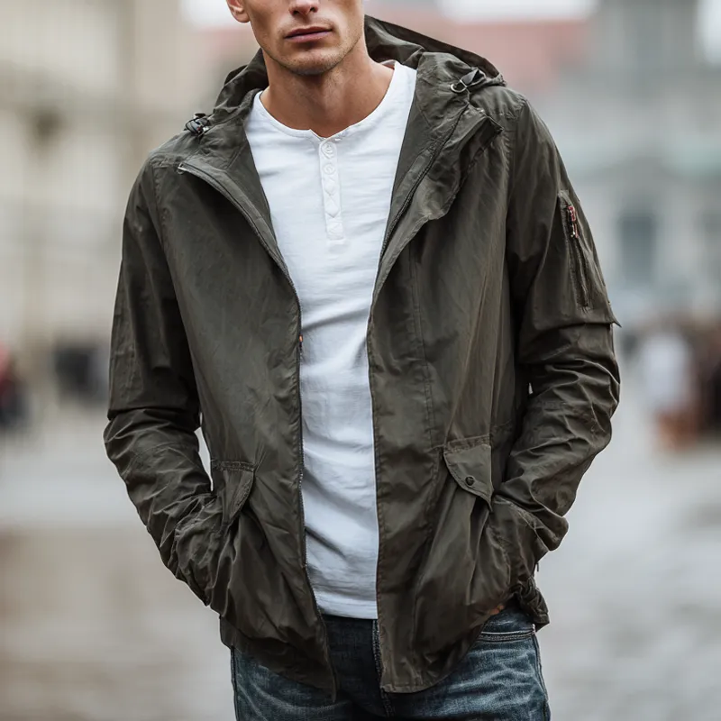 Men's Solid Color Thin Casual Hooded Jacket MTA0168H0X sold by Manly product image thumbnail 2