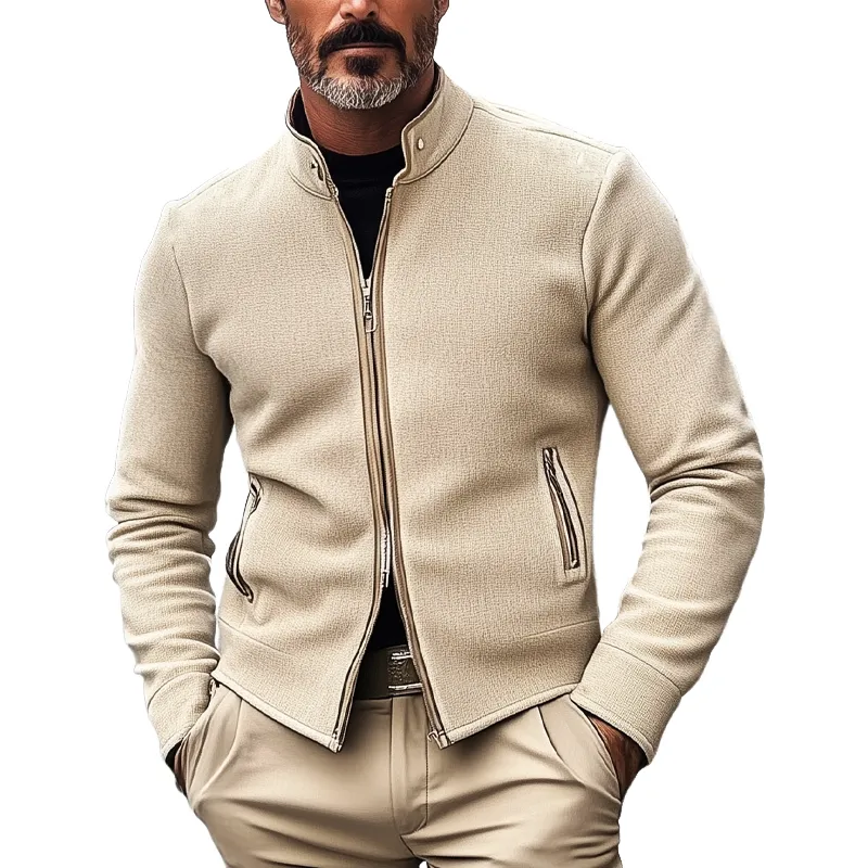 Men's Solid Cotton Blend Double Zip Jacket MTA3191G2X sold by Manly