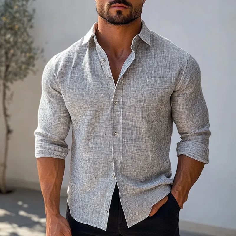 Men's Texture Print Casual Long Sleeve Shirt MTA3187G7X sold by Manly product image thumbnail 3