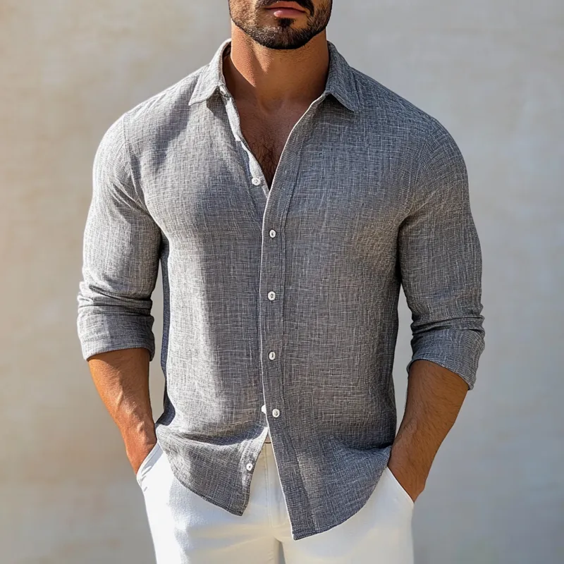 Men's Texture Print Casual Long Sleeve Shirt MTA3187G7X sold by Manly product image thumbnail 2